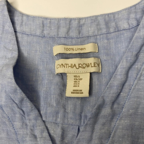 2/$30 Cynthia Rowley Top Size Small Linen Split Neck Sleeveless Summer Fabric - Picture 4 of 13